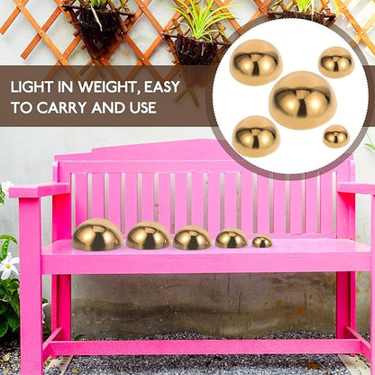 5Pcs Golden Stainless Steel Gazing Spheres Reflective Half Ball Garden Decor for Unique Photography and Outdoor Decoration