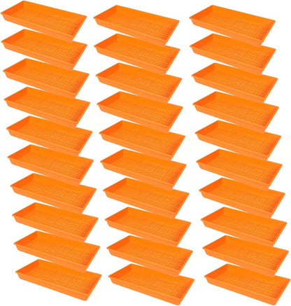 SUNPACK 10" x 20" Heavy Duty Mesh Plastic Seed Starting Tray, Orange, 2.3" (Pack of 30) - Ensures Water Drainage and Aeration, Perfect for Greenhouses or Indoor Gardening