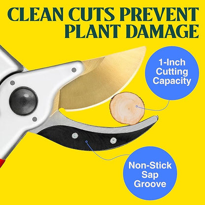 Haus & Garten ClassicPRO 8.5" Premium Titanium Bypass Garden Shears - Use as Pruners, Pruning Shears for Gardening, Hand Pruners, Handheld Garden Clippers, Scissors for Women