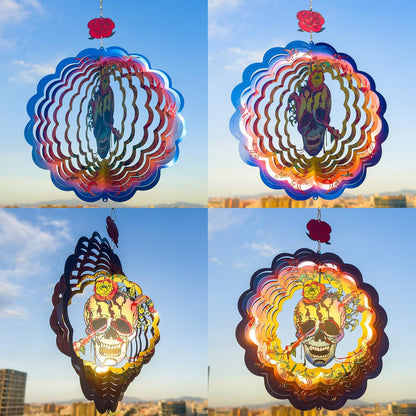 Halloween Wind Spinners Outdoor, 3D Skull Butterfly Wind Spinner 14x12 inches, Kinetic, Stainless Steel Metal, Halloween Decorations Outdoor, Yard Decor, Gift
