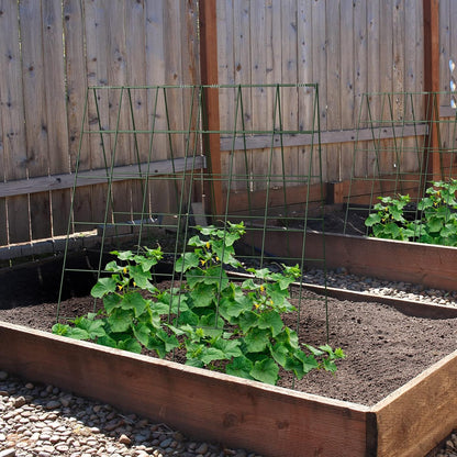 AGTEK 2 Packs 18" x 46" Foldable Cucumber Trellis with Zip Ties Plant Support A Frame Metal Trellis for Cucumber, Climbing Plants, Vegetable Flowers