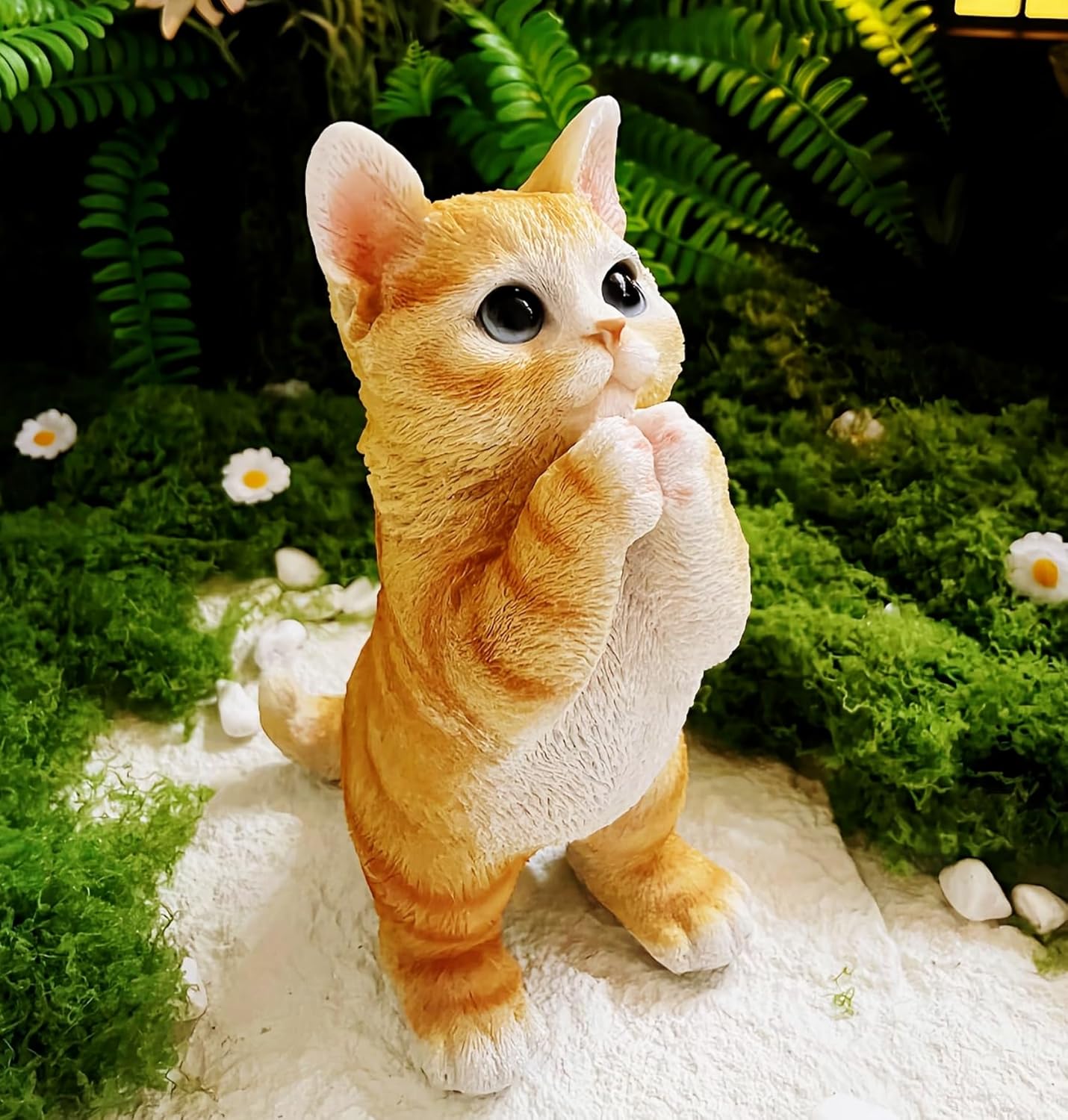 Outdoor Funny Cat Statues Decro,Yard Art Garden Sculptures & Statues,Outdoor Real Animal Sculpture,Perfect for Home Garden Stairs,Farm,Patio,Backyard