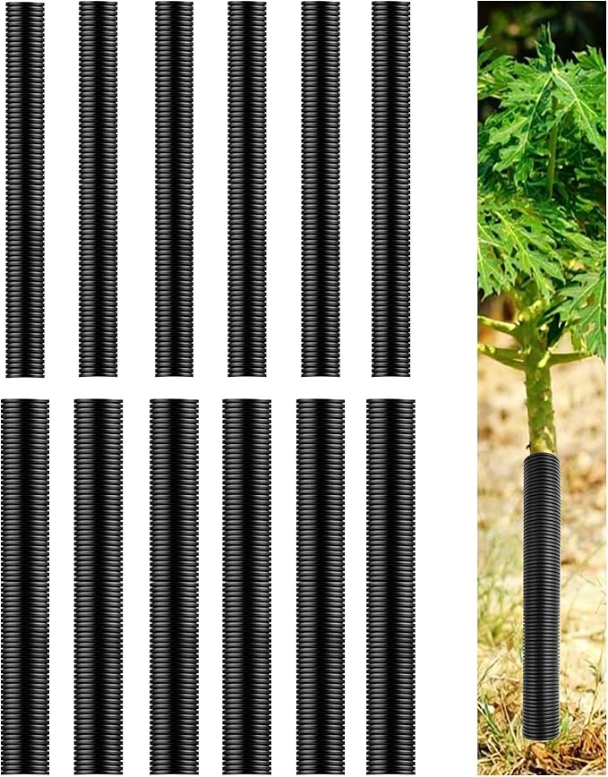 12 Pcs Tree Trunk Protector Guard, 2 Size Sapling Tree Protector from Deer, Tree Bark Protectors Guard Tube Wraps to Protect Bark, Sapling from Rodents, Mowers, Animals (15.7 x 2, 15.7 x 1.6)