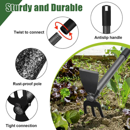 Hoe Garden Tool, 30 Inch Garden Hoe Adjustable Long Handle, 2 in 1 Garden Hoe for Weeding, Stainless Steel Weeder Tool for Yard Long Handle, Gardening Hoe for Planting, Lossening, Digging