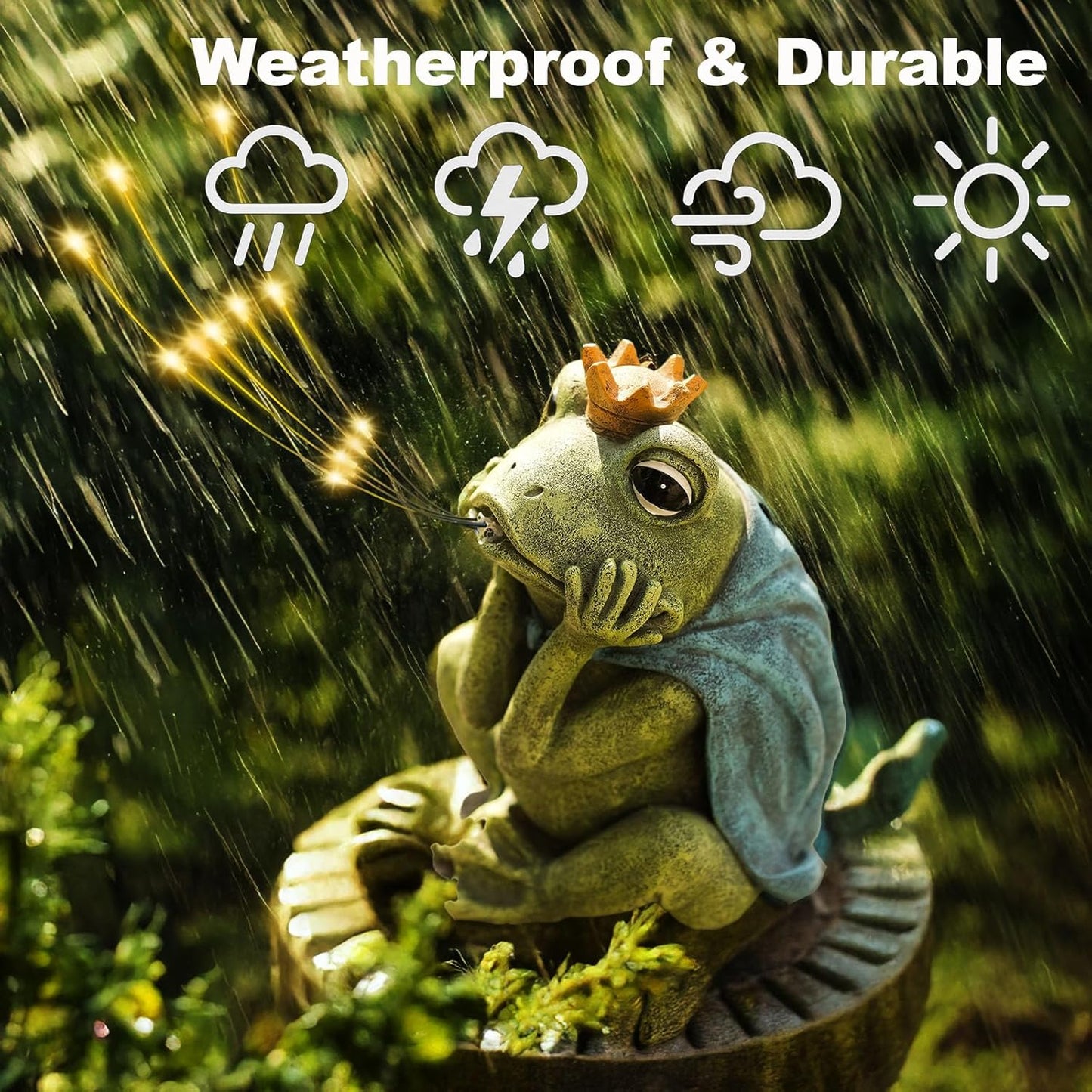 Solar Garden Decor Frog Prince Statue Outdoor, Birthday Gifts for Women Mom Grandma Senior Elder, Frog Ornament for Balcony, Garden, Patio, Yard, Lawn