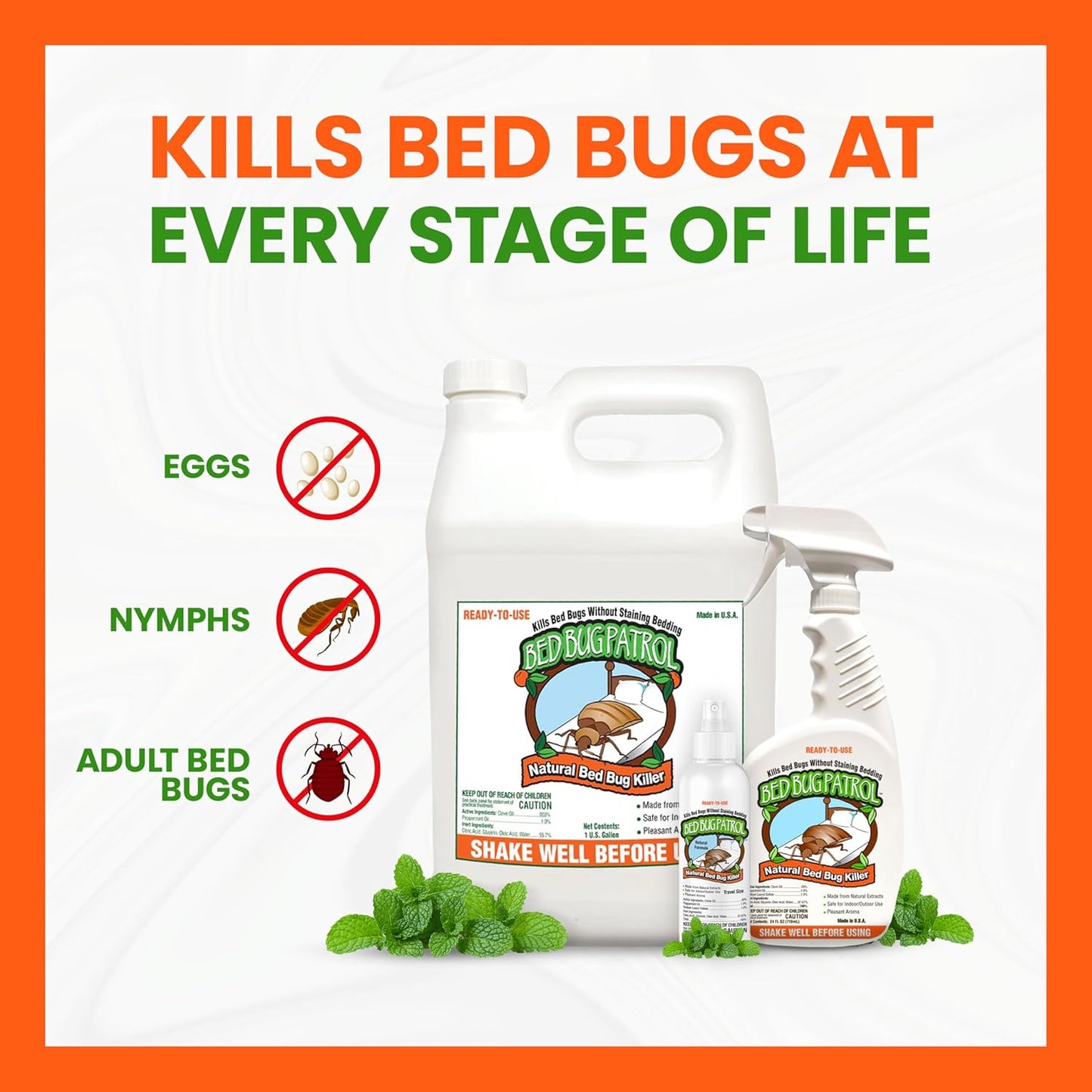Natural Bed Bug Killer – 1 Gallon Refill (128oz) – Child & Pet Safe, Non-Toxic Spray for Home, Office, Furniture, Mattresses, Cracks & Crevices – Eco-Friendly Bed Bug Treatment