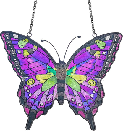 Purple Butterfly Suncatcher Stained Glass Window Hanging Butterfly Ornaments Gift for Mom, Women, Wife, Mother's Day
