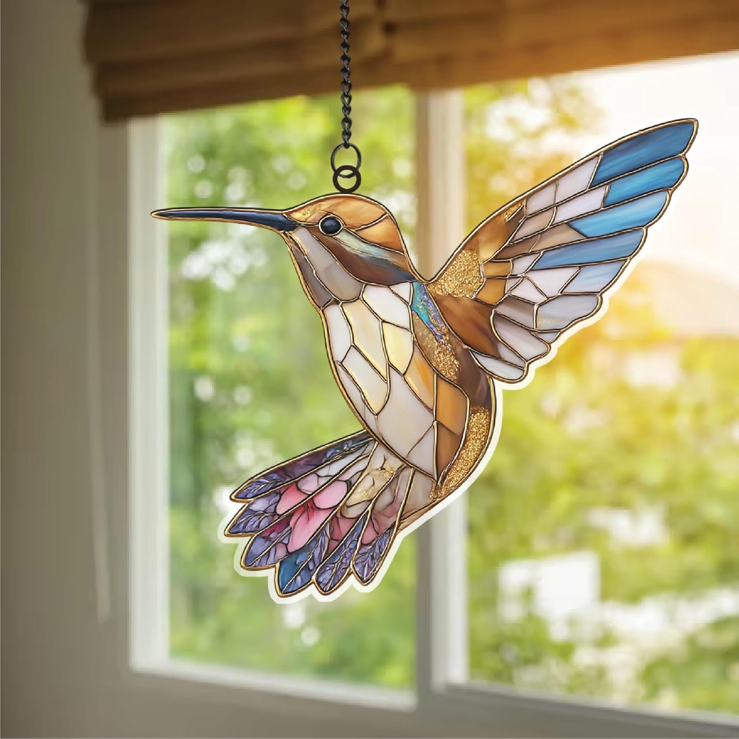 Hummingbird Suncatcher for Windows – Style Hanging Bird Decor, Lightweight Window Ornament, Memorial Gift for Bird Lovers, Mom, Grandma - Christmas Tree Decor (Sun-33)