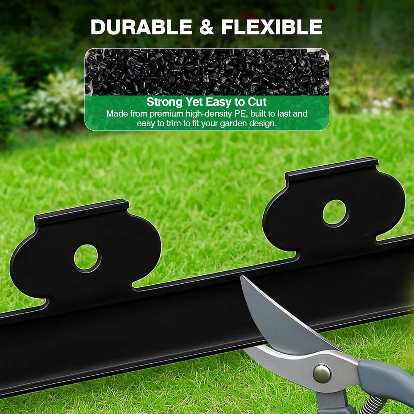 MIXC Garden Edging Border, 33FT 2 Inch Tall Plastic Landscape Edging with 50 Stakes, Flexible Tool-Free Lawn Border for Yard, Flower Bed & Landscaping
