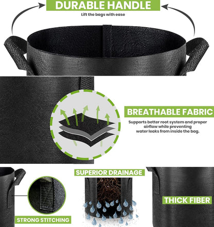 Gardenera Large Quantity Aeration Planters - 100-Pack 10 Gallon Fabric Grow Bags with Handles, Perfect for Indoor and Outdoor Gardening