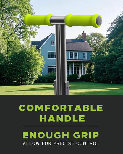 Lawn Aerator Coring Tool with Soil Core Tray, Manual Garden Plug Aerator for Grass Aeration, Yard Aerator & A Cleaning Tool for Compacted Soil, Lawn Care, 38”,Chartreuse Handle, Patented
