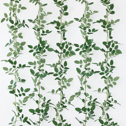 mizii 5 Packs 340" Artificial Vines Garland Fake Vine with Small Green Leaves Silk Rose Leaf Faux Hanging Plants Greenery Decoration for Outdoors Indoor Table Centerpieces Wedding Decor (Rose Leaves)