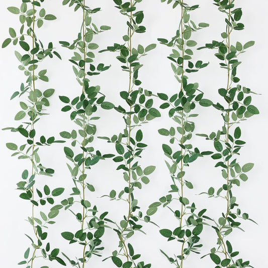 mizii 5 Packs 340" Artificial Vines Garland Fake Vine with Small Green Leaves Silk Rose Leaf Faux