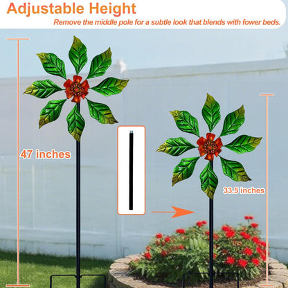 Glow-in-Dark Metal Wind Spinner for Yard and Garden, Outdoor Luminous Wind Spinners Yard Art Garden Decor (13.4" W x 47" H) Orange