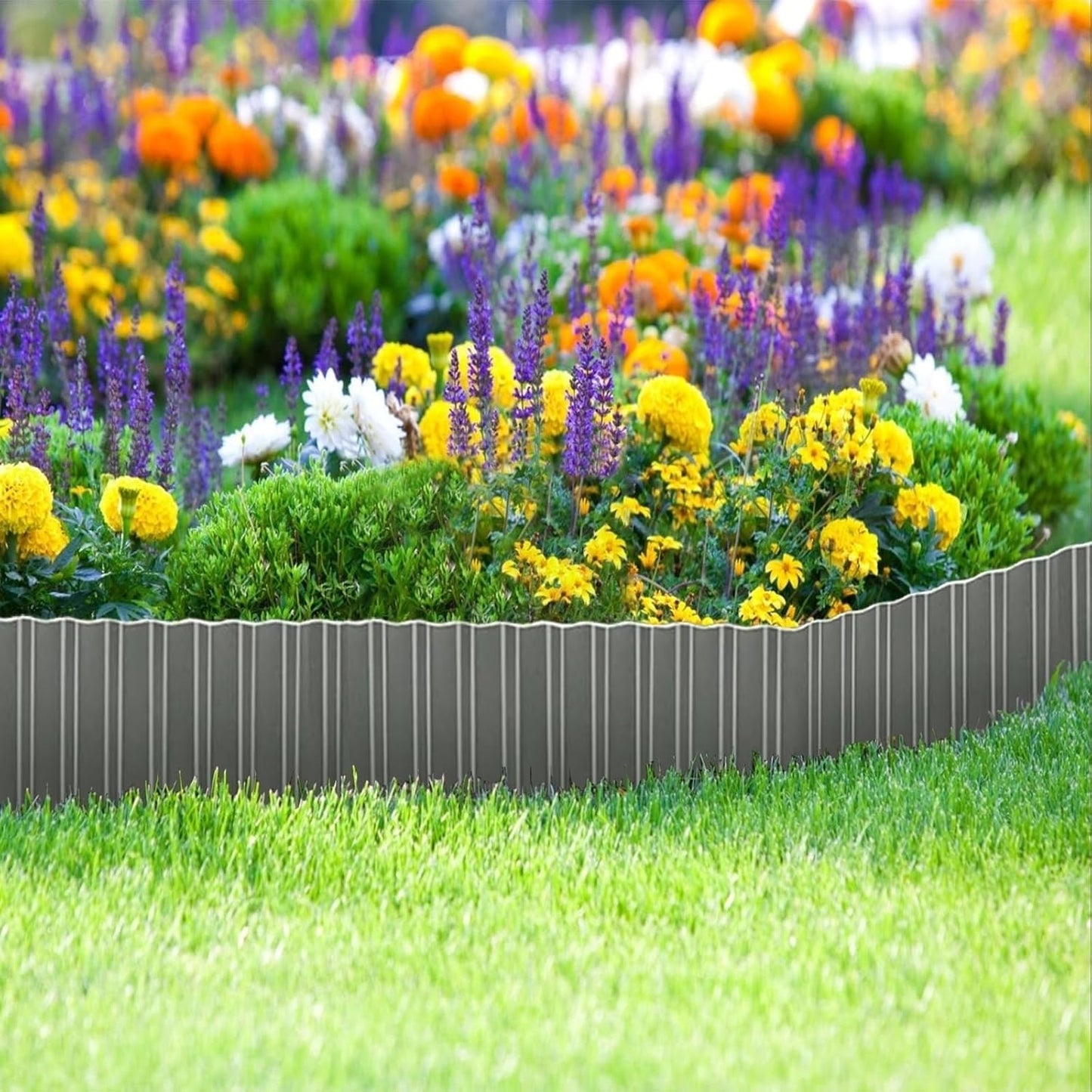 Corrugated Metal Garden Edging,6Inch×20FT Metal Landscape Edging Border Heavy Duty Garden Borders Edging Lawn Edging Border for Garden,DIY Flower Beds,Lawns,Pathway(Sliver)