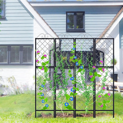 Zhongma 2 Pack Metal Garden Trellises for Climbing Plants, 77.2 Inch Tall Metal Fence Plant Support Trellis for Flower and Vagetable