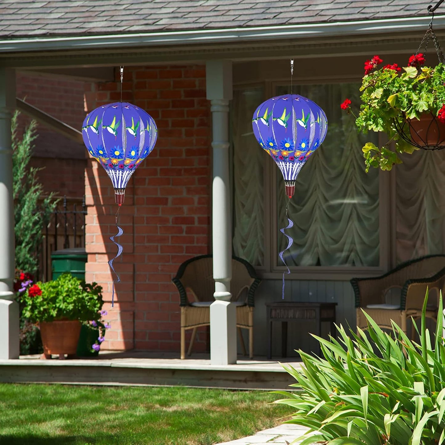 Giant Hummingbird Hot Air Balloon Garden Wind Spinners Large Pinwheels Whirligigs Windmill Toys for Kids Yard Decor Lawn Decorations Outdoor Whirlygig Windmills Wind Twister Everyday 59" L 2Pack