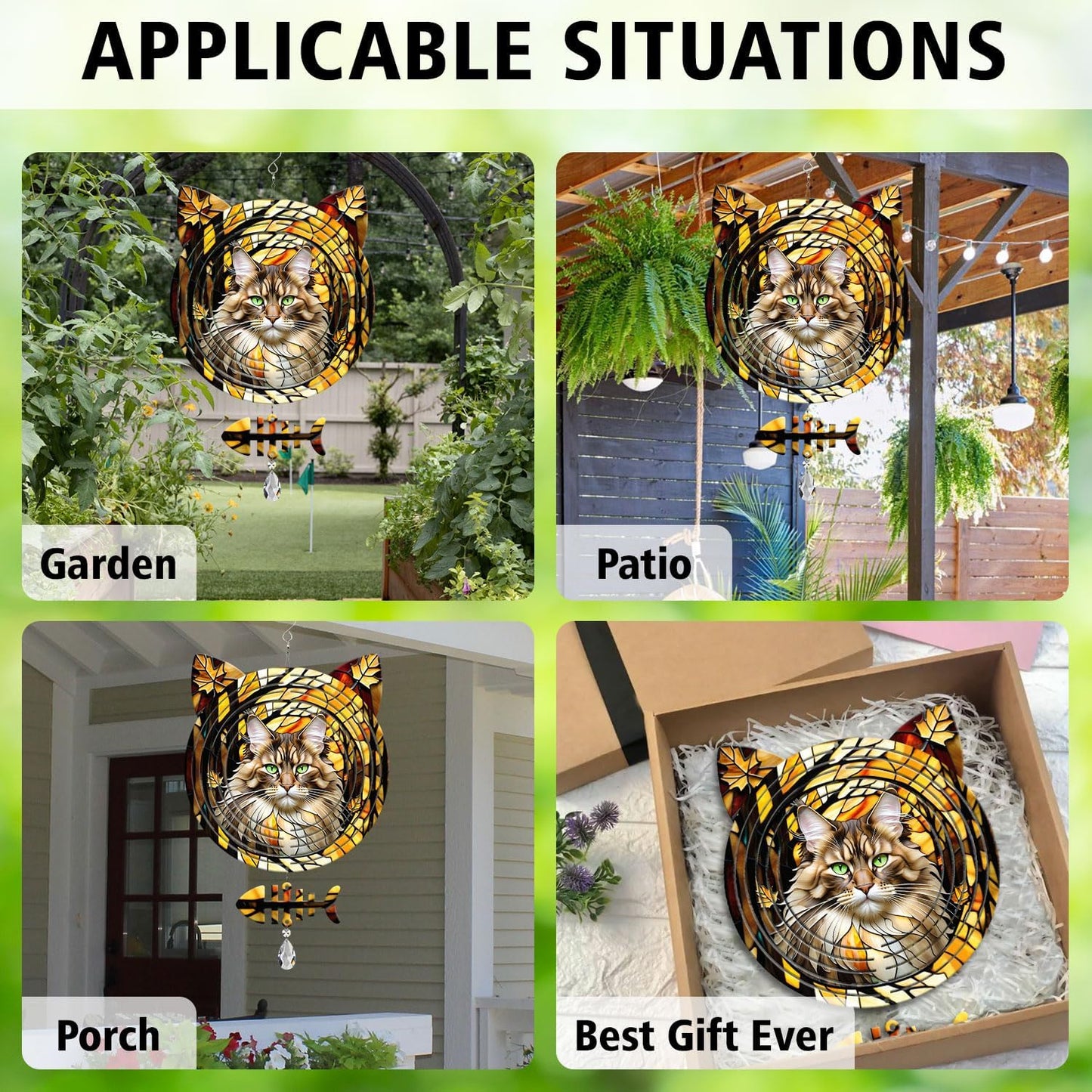 Maine Coon Cat Wind Spinner, Maine Coon Cat Wind Spinner Hanging for Yard and Garden