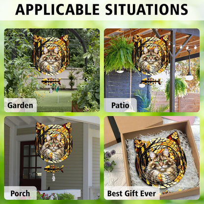 Maine Coon Cat Wind Spinner, Maine Coon Cat Wind Spinner Hanging for Yard and Garden