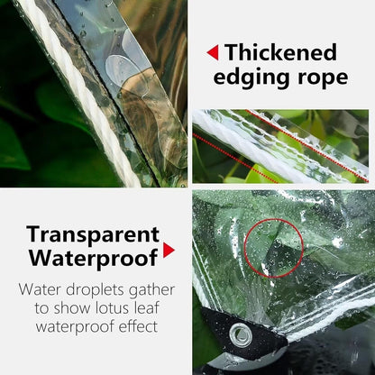 6' X 8' Clear Vinyl Tarp, 14 Mil Clear Tarps Heavy Duty Water Resistant, 400g/m² Thickened Tear Resistant with Metal Grommets, for Patio Porch and Garden Chicken Coop