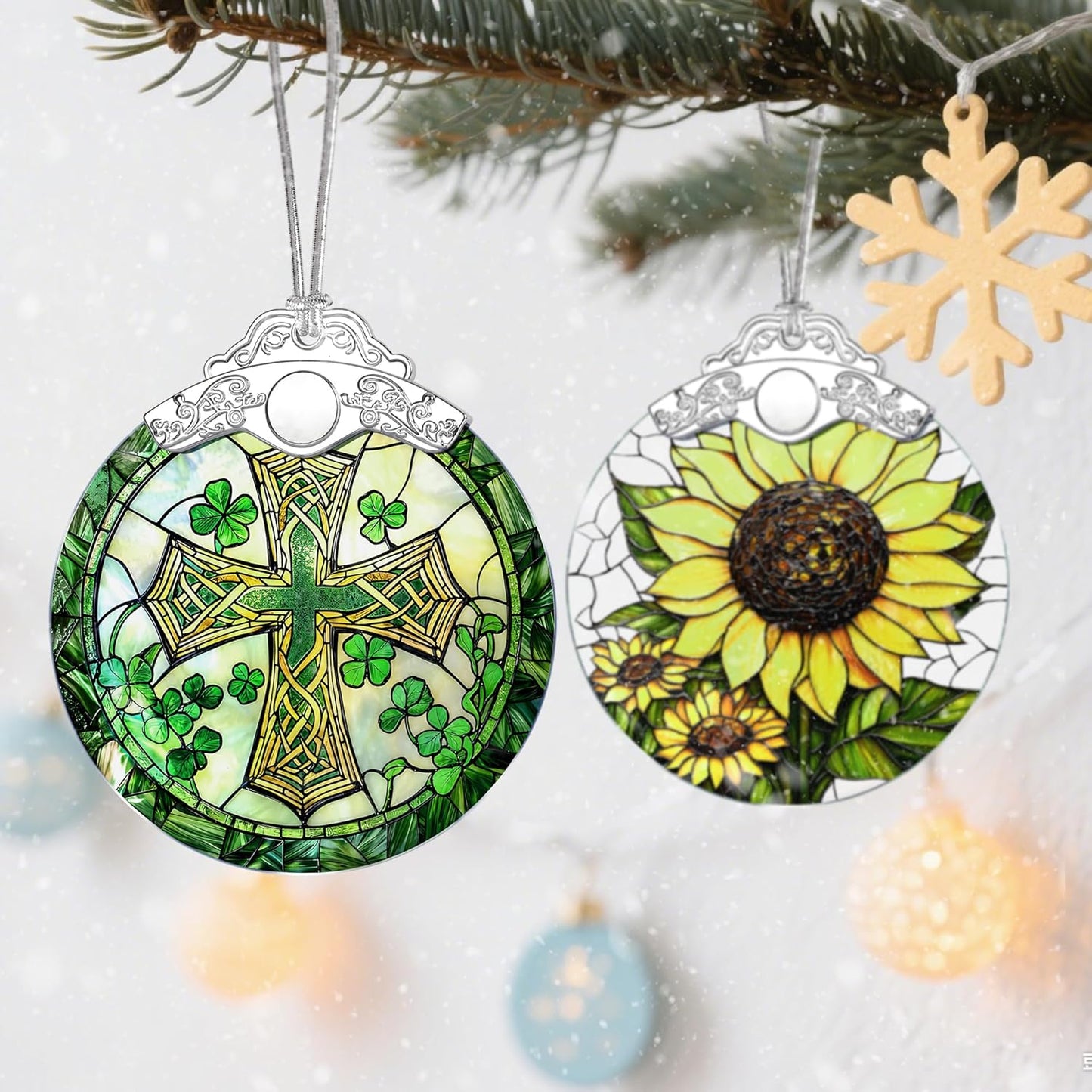 Stained Glass Cross Ornament, Christmas Ornaments, Christmas Decorations for Tree, Holiday Ornament, Religious Gifts, Cross Gifts, Gift Ideas & Christian Gift