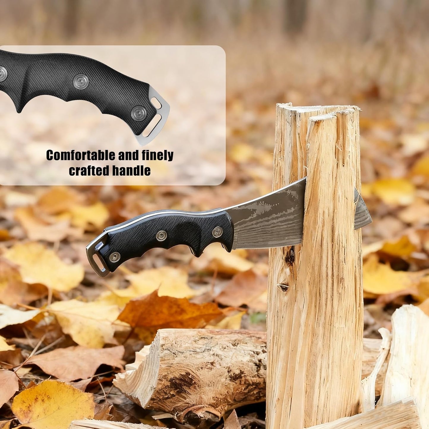 11 Inch Hatchet with Sheath, Small Compact Machete Axes, Fixed Blade Full Tang Camping Tactical Knife for Woodworking, Garden Machete Axe with Sheath for Bushcraft Yards Bushes Wood, A4SL