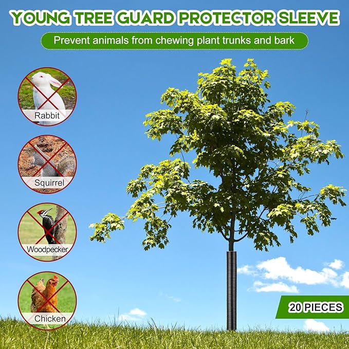 Menkxi 20 Pcs Corrugated Tree Guards Saplings Tree Trunk Protectors from Deer Tree Tubes Guard Tube Wraps to Protect Bark, Sapling from Rodents, Mowers, Animals (15.7 x 2, 15.7 x 1.5,Black)