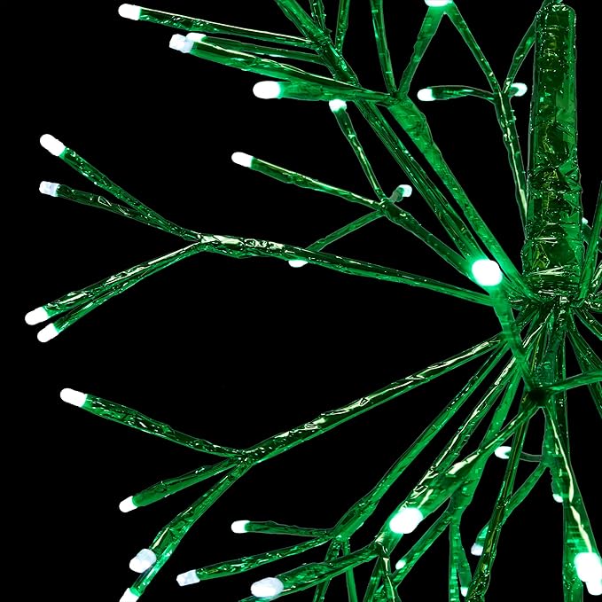 Alpine Corporation 16"H Indoor Holiday 3D Snowflake Hanging Ornament with LED Lights, Green , Christmas Decoration