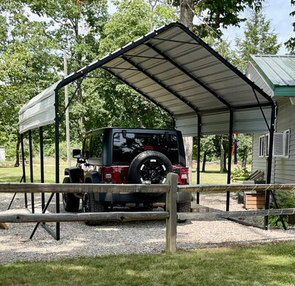 Garveelife 20'x20'x13' Metal Carport for 2 Cars, Heavy Duty Steel Frame for All Weather, Permanent Shelter for Boats, Full-Sized Pickup Trucks, and Tractors, N.W. 800 Lbs