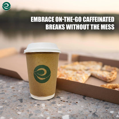 ECO SOUL 16oz Compostable Ripple Cups (100 Pack) – Biodegradable Paper Cups, Non-Toxic Disposable Cups for Hot Drinks, To-Go Coffee Cups, Eco-Friendly & Ripple Paper Cups