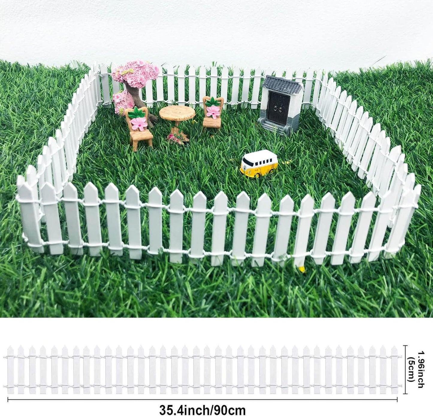 Miniature Fairy Garden Fence 35 Inches,Fairy Garden Accessories Outdoor Wood Picket Fence,DIY Flowerpot Decoration, Miniature Garden Decoration