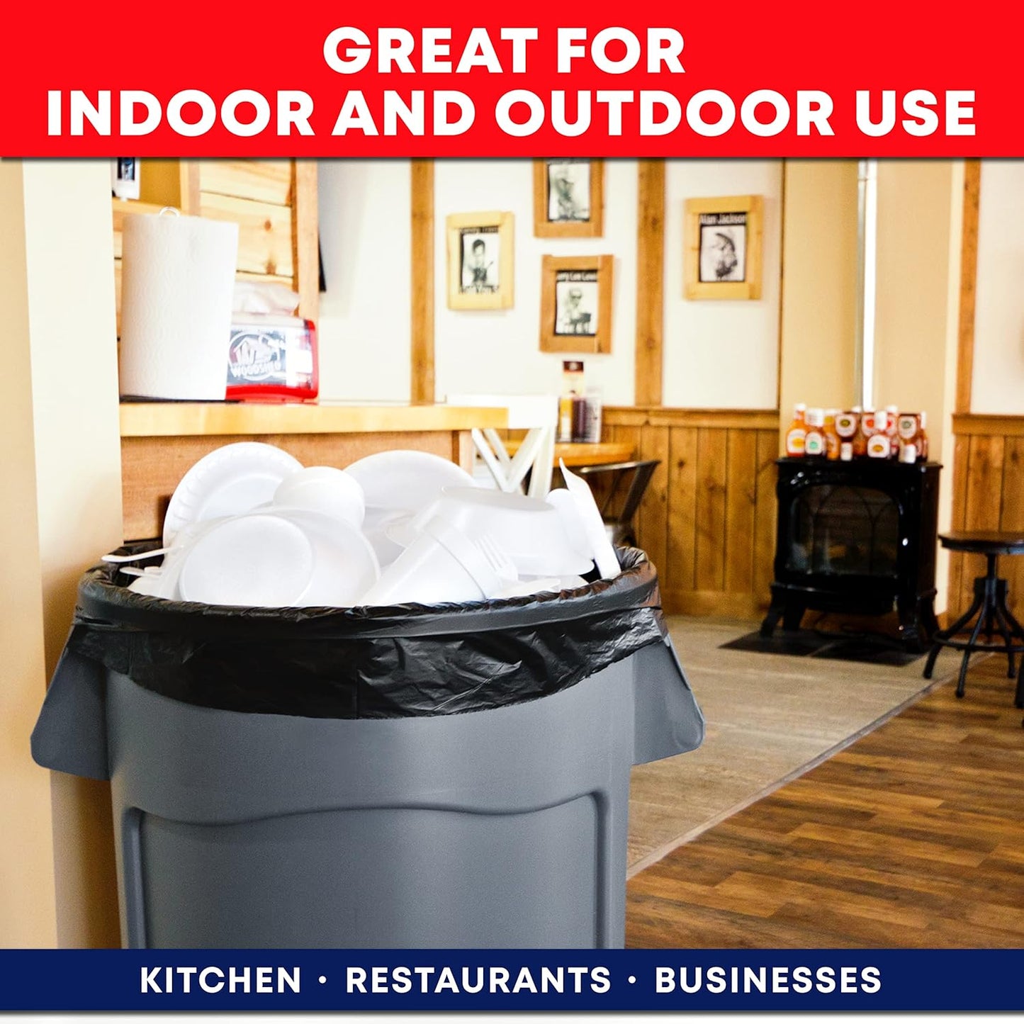 Tasker Contractor Garbage Bags 55 Gallon, 3 Mil Black Contractor Garbage Bag (50 Bags w/Ties) Large 55 Gallon Trash Bags Heavy Duty Liners, Extra Large Trash Liners for Construction, Industrial Bag