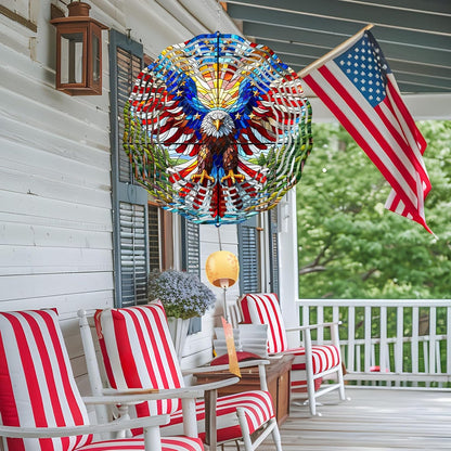 10 Inch 3D Flag Eagle Wind Spinner, Unique Metal Hanging Kinetic Wind Sculpture Gifts for Women Mom Grandma Wife, Outdoor & Indoor Decorations, Yard and Garden Ornament