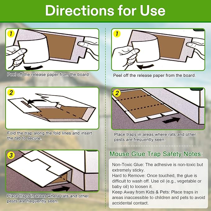 Qualirey 8 Pack Sticky Mouse Traps 8 x 14 Large Sticky Rat & Mouse Glue Boards for Inside Outside, Pre Scented Non Toxic Adhesive Traps with Enhanced Stickiness for Rat Mice Snake, Pet Safe