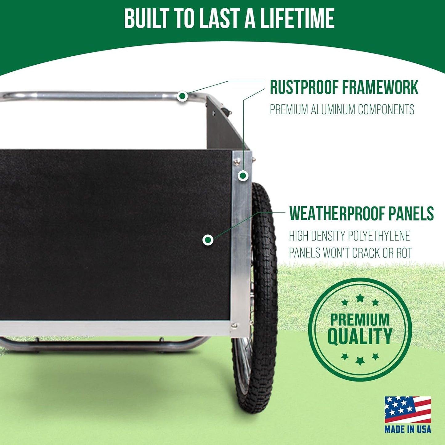 Smart Carts Ultimate Gardener Cart with 7 CF Capacity, Large 20-Inch Flat-Free Wheels for Effortless Maneuverability, and Aluminum Frame That is Strong, Lightweight, and Rustproof