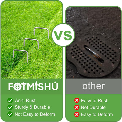 FOTMISHU Landscape Staples 6 Inch 220Pcs Garden Stakes, Galvanized Lawn Pins Spray Coating Yard Ground Spikes, U-Type Staples for Weed Barrier Anchoring Outdoor Tents Hoses