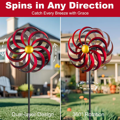 Wind Spinners Outdoor Yard Decorations, 16 Inches Wind Sculpture Metal Garden Art, Windmills for Yard Gardening Gifts for Women Mom Backyard, Patio, Garden Decor