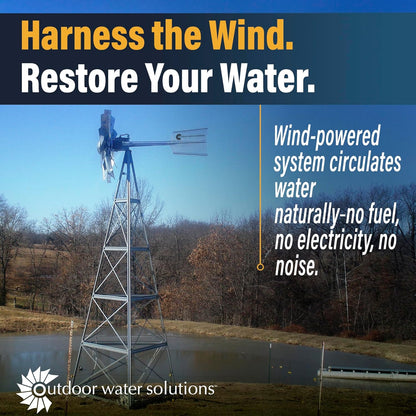 Outdoor Water Solutions AWS0011 12-Foot Windmill Pond Aerator – Galvanized 3-Legged Aeration System – 4.5 CFM Output – BalCam Technology – Aerates Ponds Up to 1 Acre
