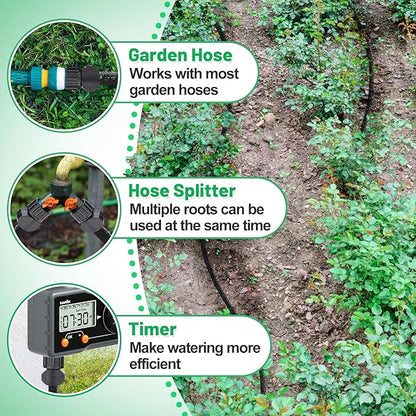 Soaker Hose 100FT for Garden Beds - 3/4" Heavy Duty Double Layer Drip Irrigation Hose, Save 85% Water- Linkable Flat Soaker Hose for Lawn Flower Bed Vegetable Field Effective Watering (50FT x 2Pack)