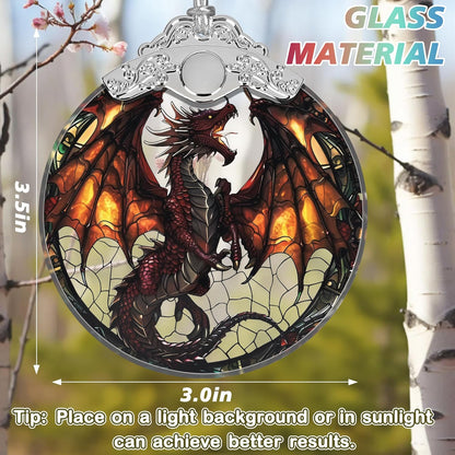 Stained Glass Flying Dragon Christmas Ornament - Holiday Home Decor - Tree Decoration - Gift Exchange Idea