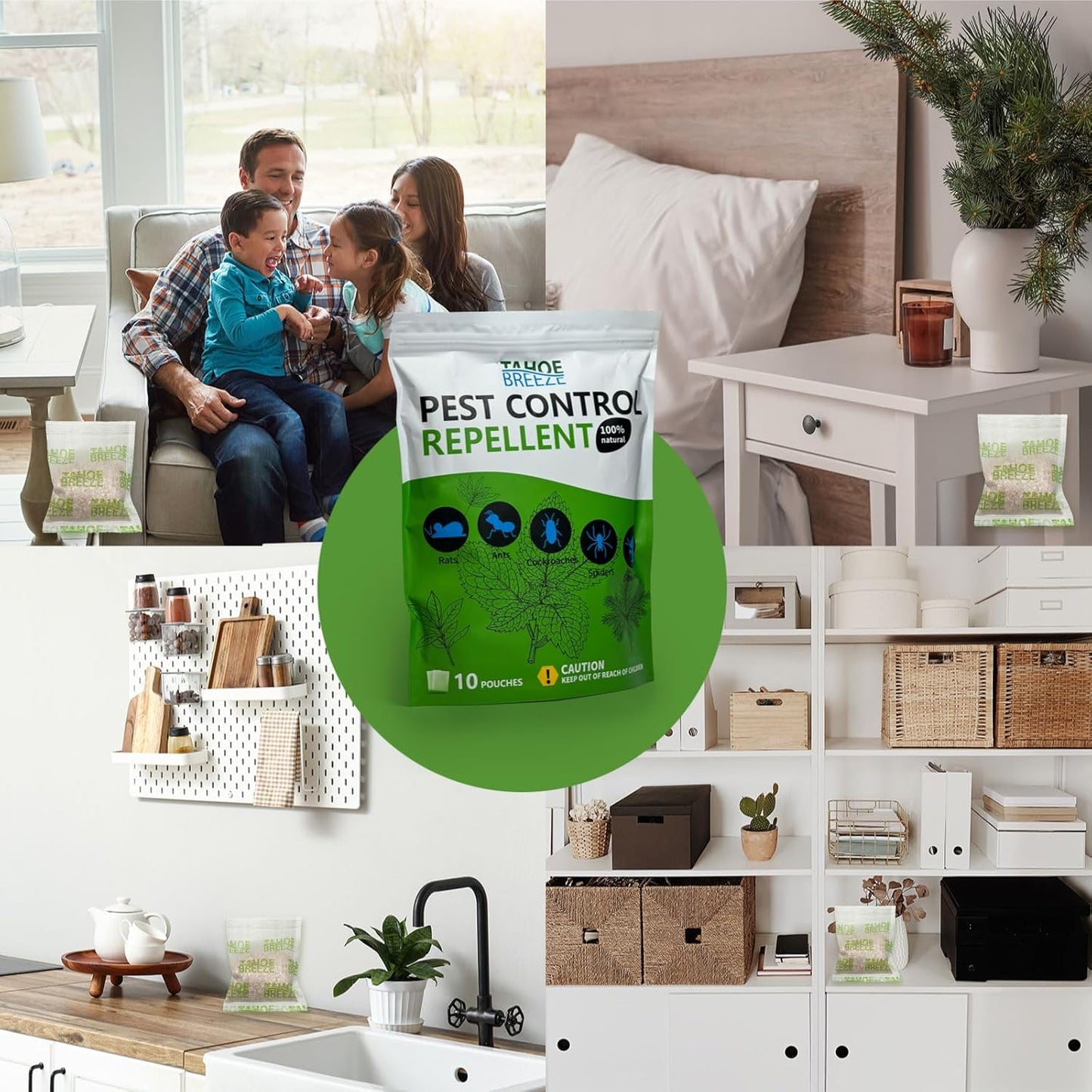 Pest Control Pouches, Rodent Repellent, Mouse Repellent, Peppermint Oil to Repel Ants, Spiders, Roaches, Moths & Other Pests, Mice Repellent Indoor All Natural Safe for Kids & Pets-10 Pouches