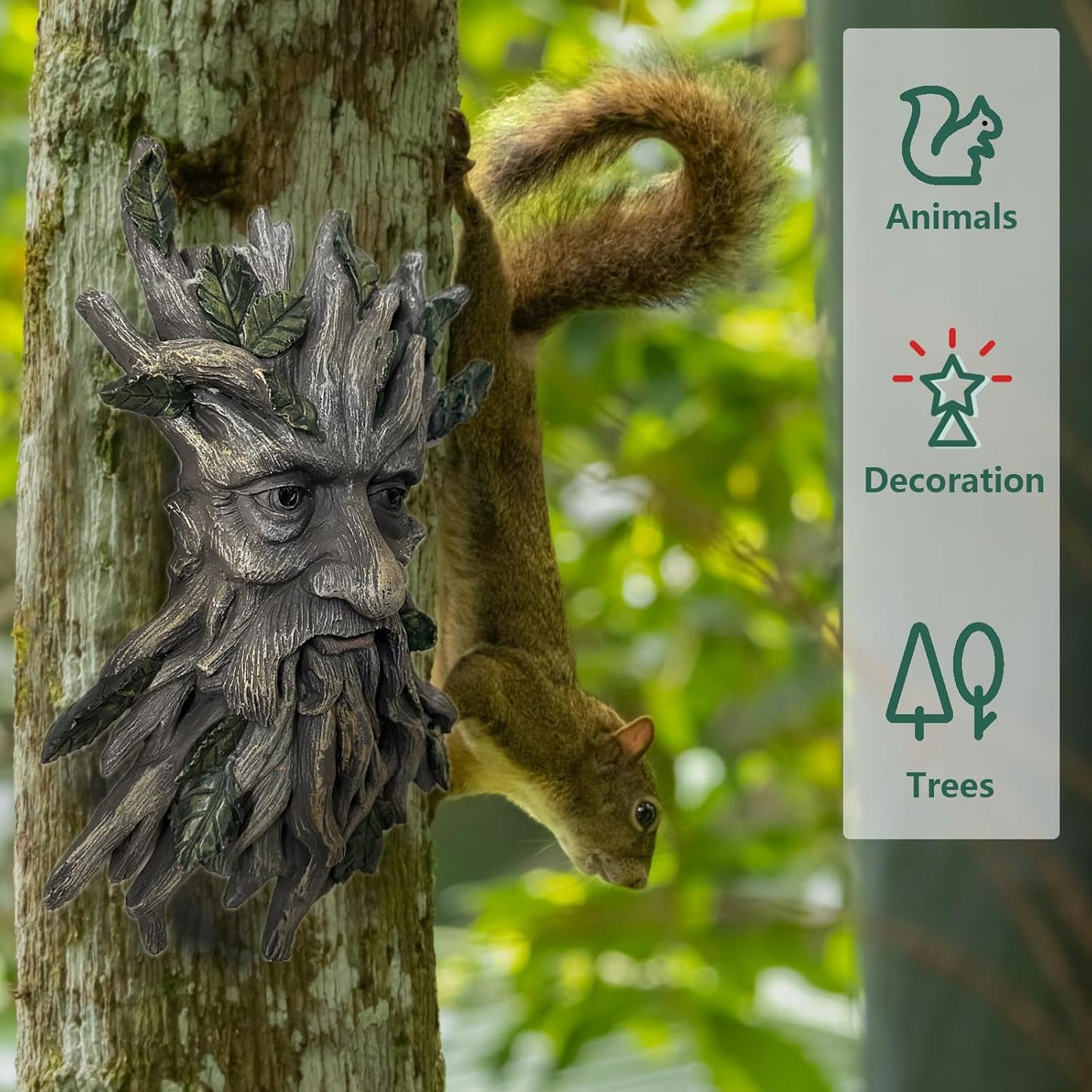 Tree Face Sculpture, Funny Greenery Old Man Tree Hugger Statue, Indoor & Outdoor Creative Props for Garden and Home,11.8" x 7.9" x 2.4"