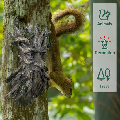 Tree Face Sculpture, Funny Greenery Old Man Tree Hugger Statue, Indoor & Outdoor Creative Props for Garden and Home,11.8" x 7.9" x 2.4"