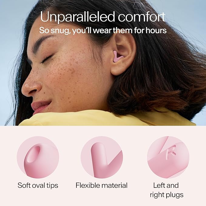 Alpine Silence Earplugs for Sleep, Focus & Travel - V-Shape Snug Fit & Soft Oval Tips – 4 Sizes