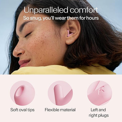 Alpine Silence Earplugs for Sleep, Focus & Travel - V-Shape Snug Fit & Soft Oval Tips – 4 Sizes