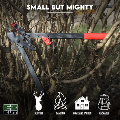 EZ Kut BranchCutter Anvil Loppers. Ratcheting Tree Cutter - Sub Compact Lightweight Packable Loppers best Tree Branch Cutter - Yard Tools Since 1988