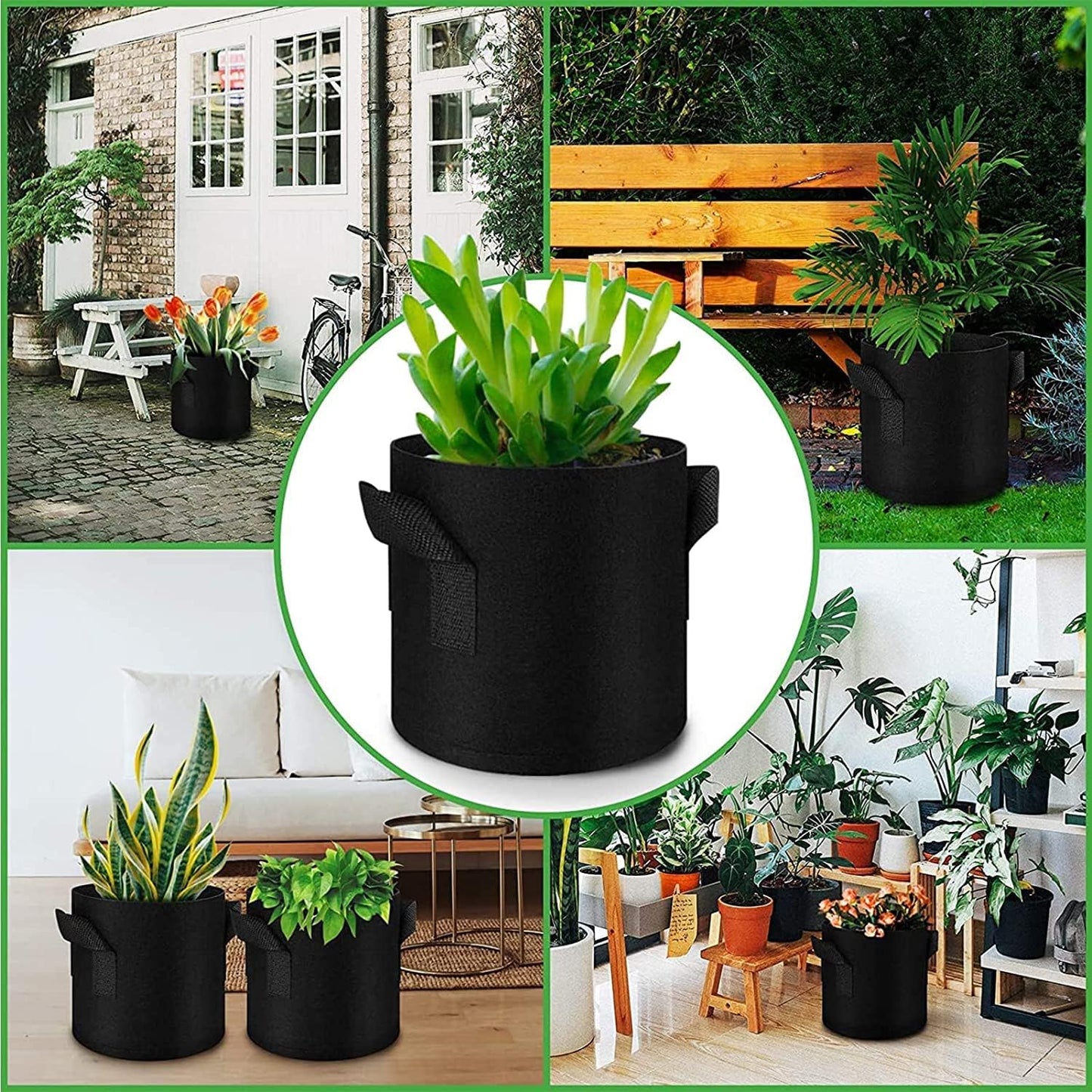 Plant Grow Bags - 10 Gallon 10 Packs Planter Pot, Thickest Aeration 300G Non-Woven Fabric, Reinforced Handles for Weatherproof Nursery Pot, Enhanced Double Seam
