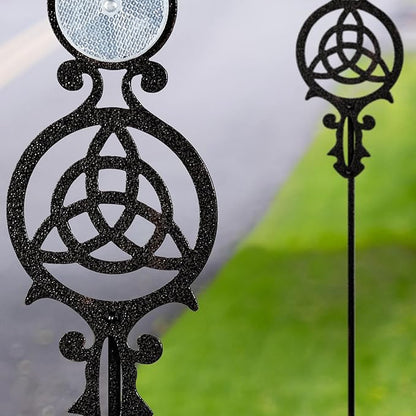 Touch of Class Pathways Reflective Driveway Marker Stake Set of Two for Outdoor Use | Celtic Knot Emblem Design | Personalized Tall Reflector Set of 2 | Black Durable Finish