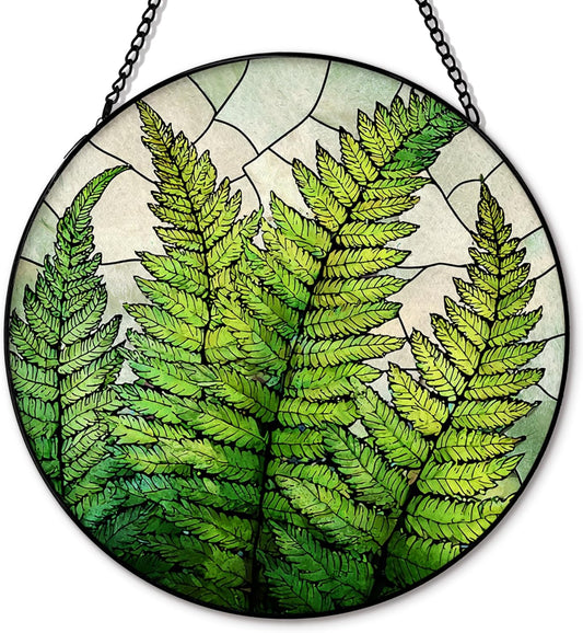 Fern Plant Suncatcher Stained Glass Window Hanging, Plant Lovers Gifts Sun Catchers Indoor Window