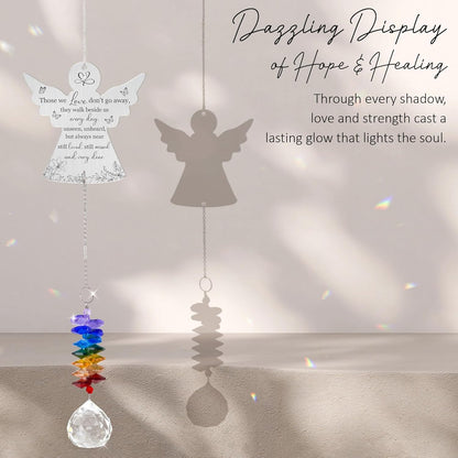 Memorial Suncatcher Ornament - Those we Love Don't go Away - Sympathy Gift for Loss of Loved One - Crystal Rainbow Maker - Bereavement Hanging Crystal Decor - Loss of Mom Dad Friend Pet